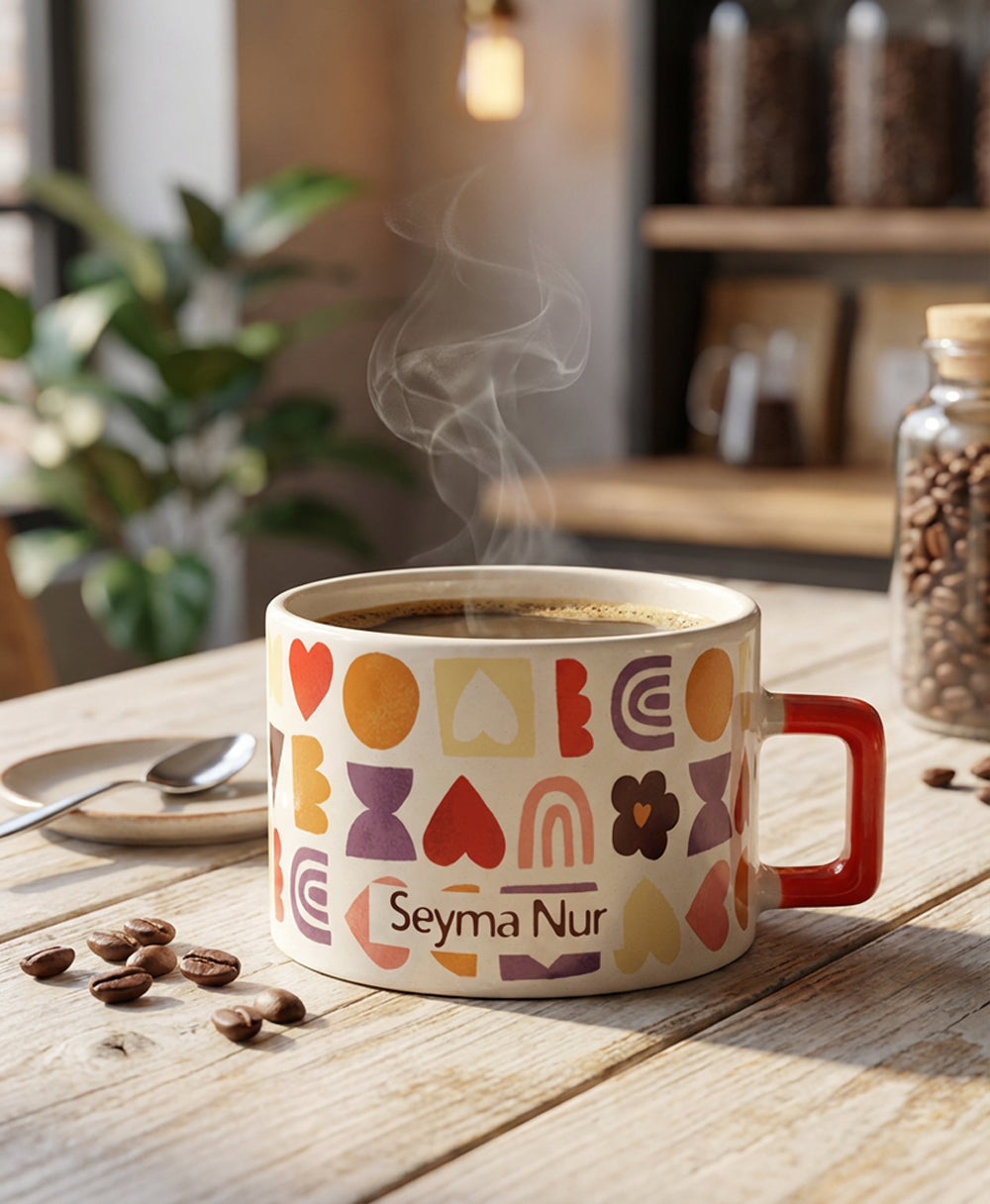 MugDesign0008-1.jpg Kırmızı Kulplu Nescafe Fincanı – LoveKalp - İsimli - Görsel 1