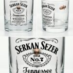 JD Etiket Mermili Viski Bardağı + 4 Adet Viski Taşı (İsim Baskılı)