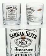 JD Etiket Mermili Viski Bardağı + 4 Adet Viski Taşı (İsim Baskılı)