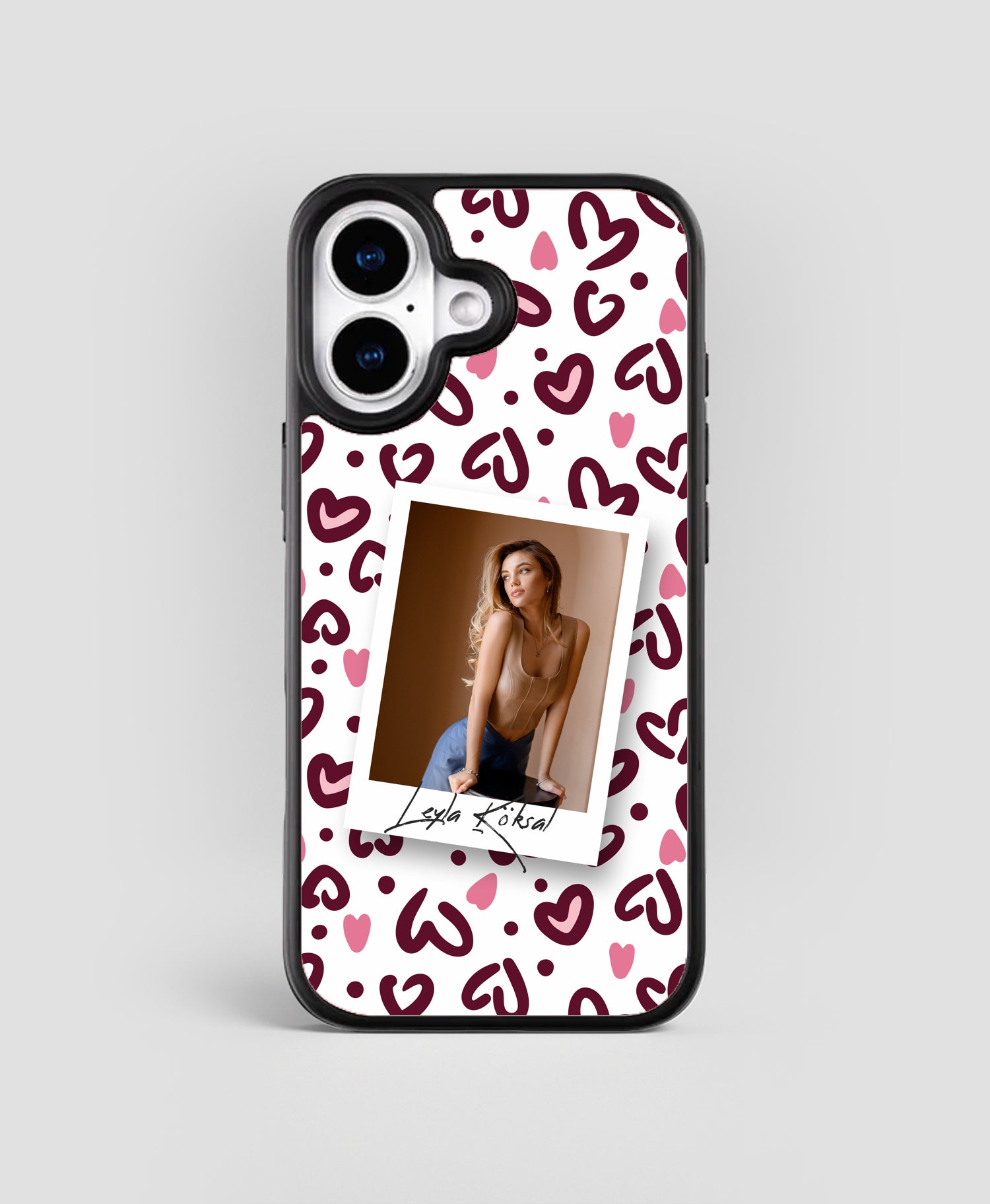 iphone17-9.jpg Kişiye Özel iPhone Telefon Kılıfı Polaroid Kalpli (Fotoğraflı & İsimli) | tasarla kutla - Görsel 1